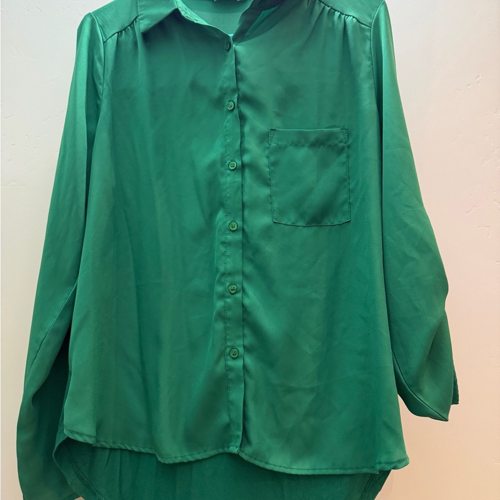 Pleione Emerald Button-Up Top